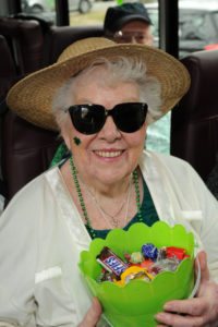 Resident Mary Madden is all smiles, ready, willing and able to keep children and adults alike, smiling at the Scituate St. Patrick’s Day Parade.