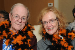 Residents Donna and John Young reveled in the black-and-orange colors of Halloween!