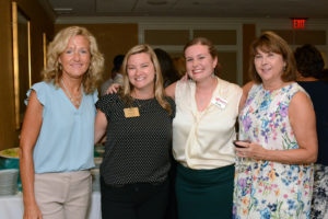 Village at Proprietors Green’s annual summertime networking draws referral partners from many areas of senior care. Featured from left to right are: Noreen Cataldo, director of Business development, Norwell VNA and Hospice; Emily Surgue, director, marketing and communications-BaneCare Management, LLC; Emily Felix, LNHA, 2 Sisters Senior Living Advisors; and Nancy Curtis, RN, clinical hospice liaison, Beacon Hospice.