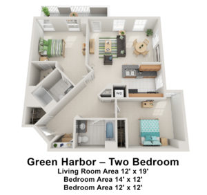 Green Harbor two bedroom independent living floor plan