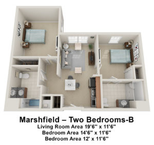 Marshfield B 2-Bedroom Floor Plan